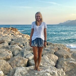 Embroidered Chambray Shorts